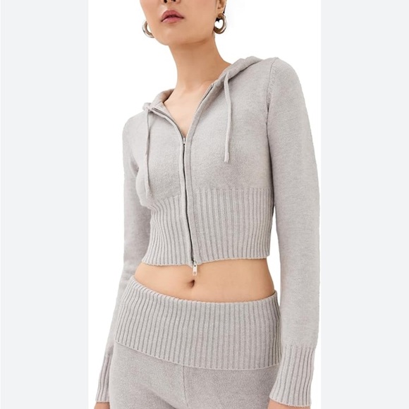 Mini cropped sweater in dark gray ribbed size small - Picture 8 of 10